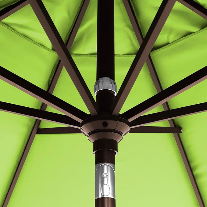 California Umbrella 12-Year-Non-Fading, 9Ft Premium Sunbrella Patio Umbrella, Hand-Crank, Button-Tilt, Bronze Frame, Macaw Fabric