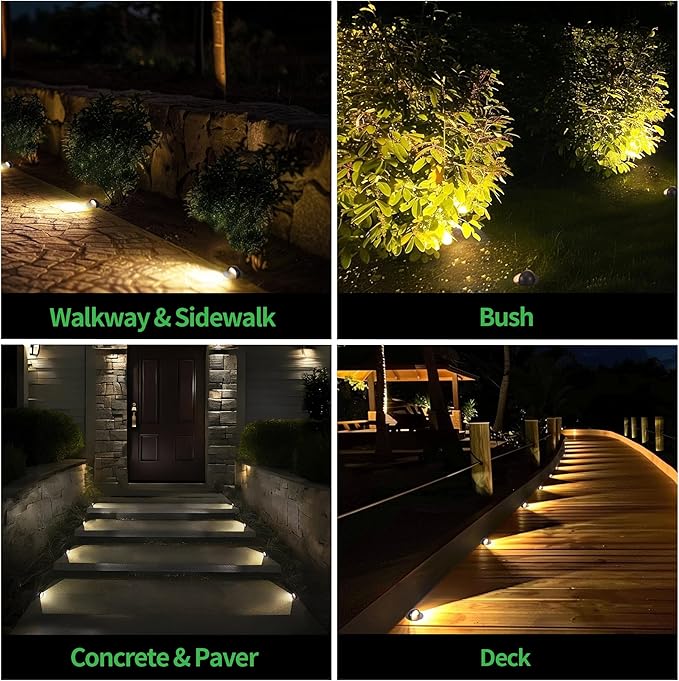 Low Voltage 3000K Ground Well Lights, 8 Pack 6W 420LM LED 12V In-Ground Landscape Lights, IP67 Waterproof Aluminum Oil-Rubbed Bronze, Single-Side Lighting for Backyard, Wall