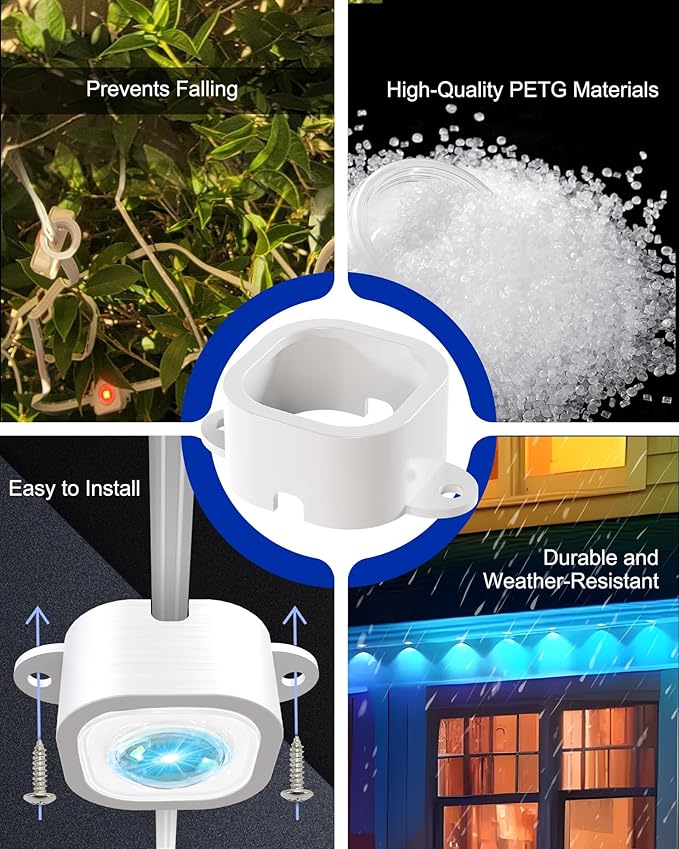 Light Clips for Govee Pro Outdoor Lights H706/H806, 90 Pcs Mounting Brackets, Install Firmly, Replace 3M Glue, for Govee Pro Permanent Outdoor Lights Extension（White）