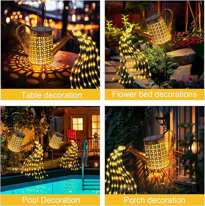 Solar Watering Can Lights, Unique Gifts for Mothers Day Women Mom Grandma Birthday, Waterproof Outdoor Garden Decor Large Hanging Solar Lanterns Garden Lights for Patio Porch Yard Flowerbed Pathway