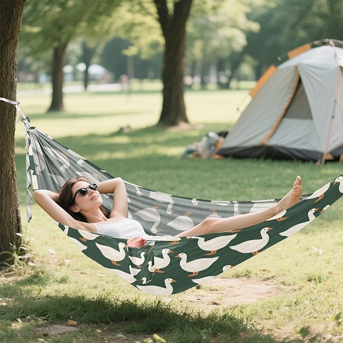 Camping Hammock Outdoor Hammocks for Outside White Duck Green Beach Trees Portable Lightweight with Pockets Tree Straps Indoor