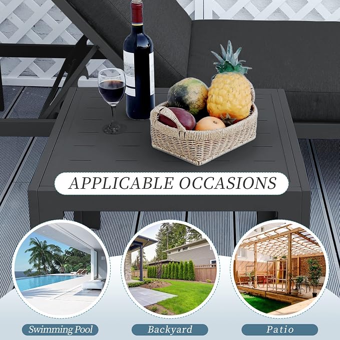 NICESOUL® 2 Pieces Aluminum Tables Side Tables Grey Tea Tables for Outdoor Patio Porch Backyard Furniture Pieces in Pairs Charcoal Grey