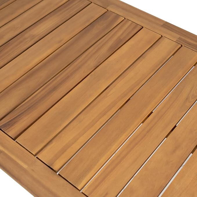 GDFStudio 60" Outdoor Acacia Wood Dining Table Rectangle Counter Height Table for Outdoor Lawn Backyard Garden Deck, Light Teak