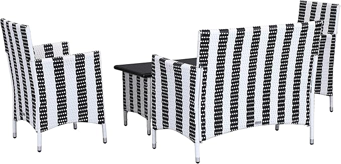 Safavieh Outdoor Collection Figueroa Black and White 4-Piece Patio Set