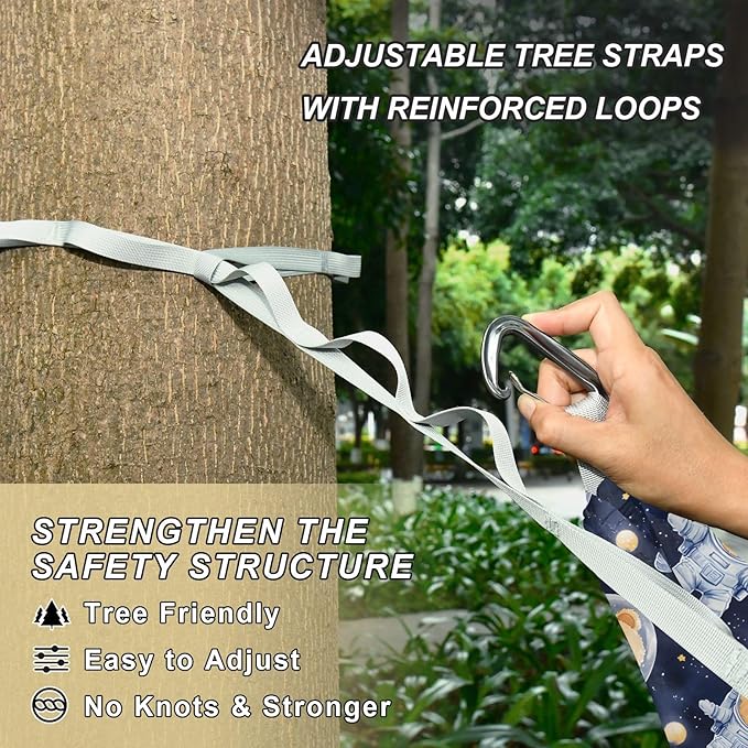 Camping Hammock Outdoor Hammocks for Outside Space Bear Beach Trees Portable Lightweight with Pockets Tree Straps Indoor