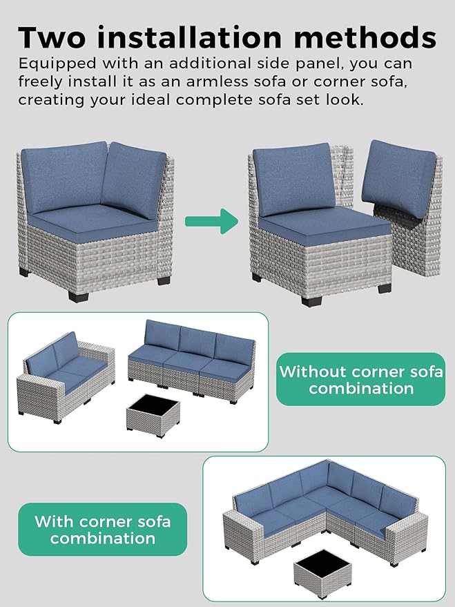 16 Piece Outdoor Wicker Rattan Sectional Sofa Set with Swivel Chairs & Fire Pit Table, 12-Seats with 4" Thickened Cushions & Coffee Table, All-Weather PE Rattan for Garden, Backyard, Porch, Blue
