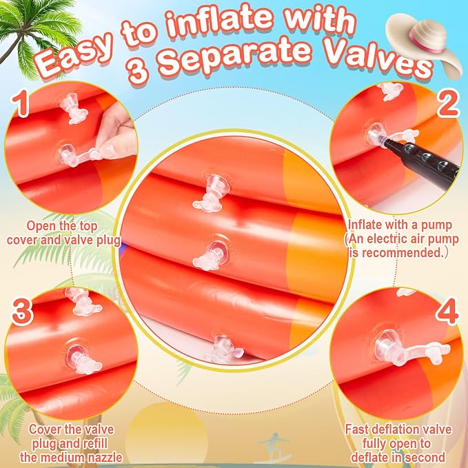 VioraWhite 4 Pack Inflatable Kiddie Pool for Toddlers 34"x10" Rainbow Blow up Kids Swimming Pool Small 3 Rings Round Baby Pools for Indoor Outdoor Water Game Play Center