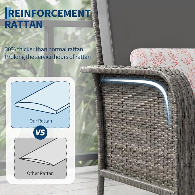 GAOMON 2-Piece Outdoor Patio Furniture Set, Rattan Lounge Chairs with High Back and Thick Cushions, Durable Wicker Design, All-Weather for Porch, Deck, Garden and Backyard