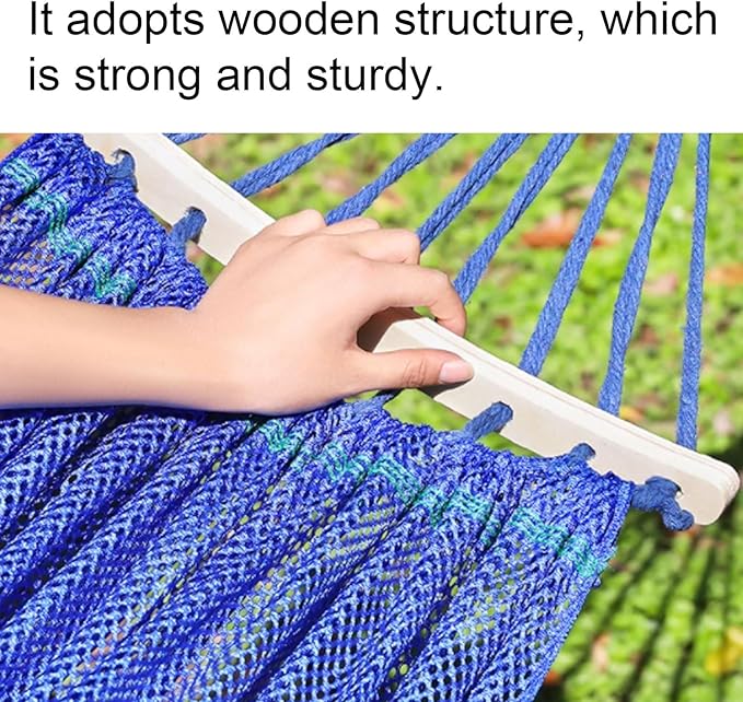 Portable Polyester Fiber Hammock Outdoor Play Large Space Portable Tree Hanging Multifunctional Hammock Comfortable(Blue)