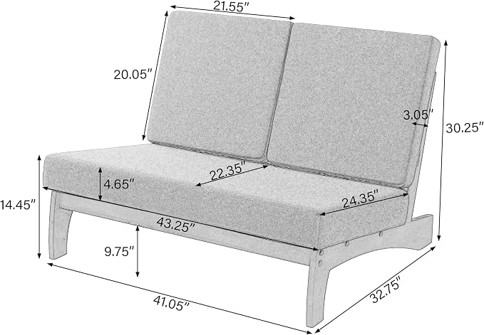 Pia Ricoo 1-Piece Patio Furniture Set, Outdoor Loveseat with 4.5-Inch Thick Cushions, All-Weather Outdoor Sofa for Backyard, Deck, Lawn - Drak (Split Back)