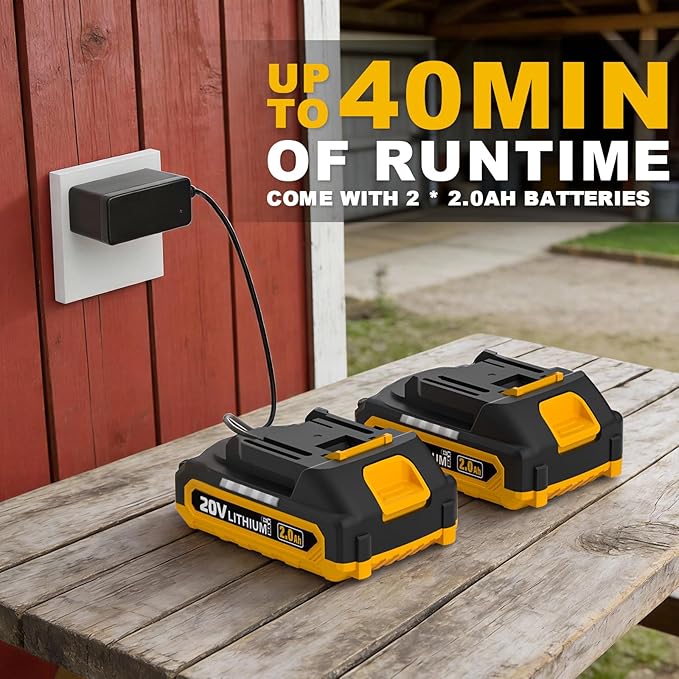 ZEGJAW 2-in-1 Leaf Blower + 12-Inch 20v Cordless String Trimmer Combo Kit, 8 Pcs Replacement Spools, 2x2.0Ah Batteries & Charger Included, for Lawn, Garden,Yard, etc