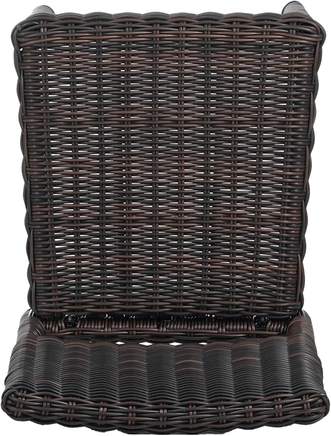 Christopher Knight Home Farley Acacia Wood Outdoor Dining Set for 4, 5 Piece Patio Dining Table and Chair Set, Faux Rattan Outdoor Dining Chair and Table Set, Brown