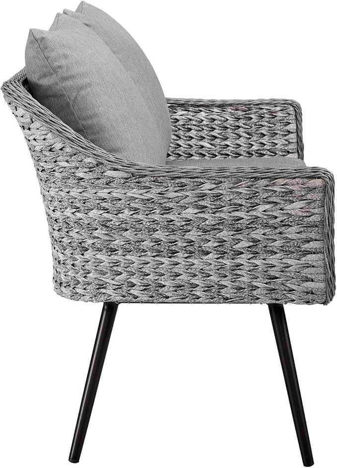 Endeavor 3Piece Outdoor Patio Wicker Rattan Sectional Sofa Set in Gray Gray