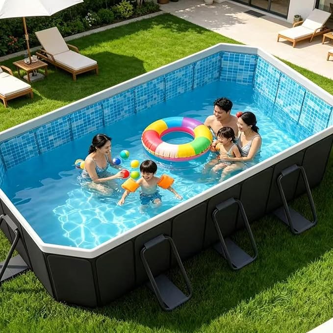 Foldable Pool, 118″ Large Kiddie Pool, Non-Inflatable Kids' and Adults' Outdoor Swimming Pool, Hard Plastic Shell Portable Pool, Kid Pool for Backyard (Grey, X-Large)