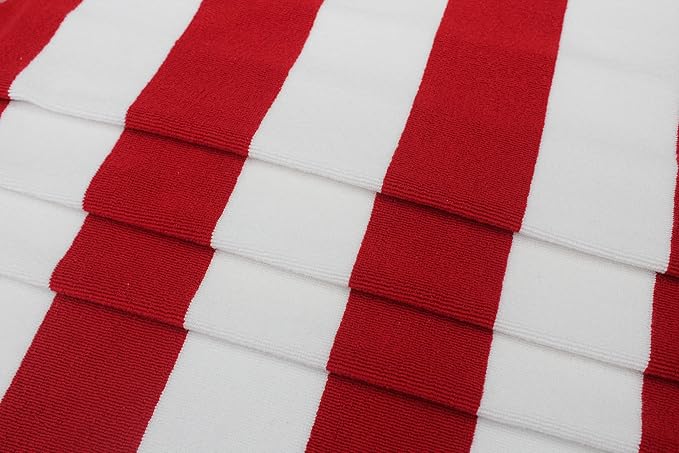 COTTON CRAFT Pool Lounge Chair Cover - 2 Pack Cabana Stripe 100% Cotton Soft Premium Ringspun Terry Towel Chaise Patio Picnic Spa Beach Lounge Cover - Oversized 32 in W x 82 in L x 7 in Pocket – Red