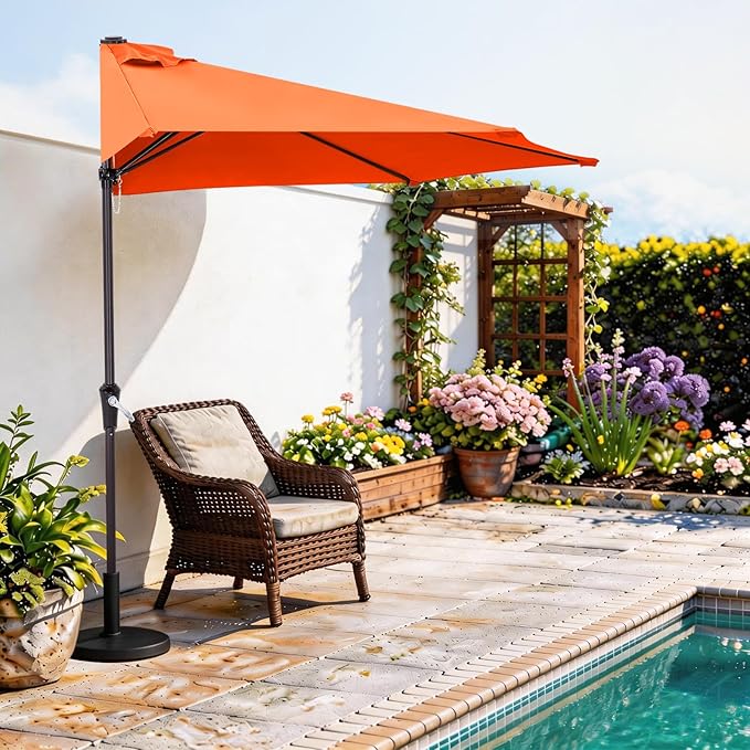 ABCCANOPY Patio Umbrella 11FT - Outdoor Half Umbrellas for Patio, Backyard, Garden, Deck (Orange)