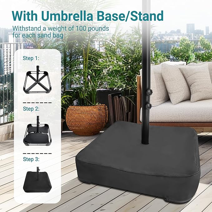 15ft Patio Umbrella with Base, 10-Year-No-Fade Large Outdoor Double-Sided Market Umbrella with UPF50+Terylene Polyester Fabric and Crank for Poolside Garden Deck Backyard Beach Pools