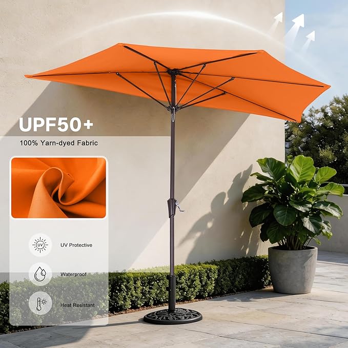 ABCCANOPY Patio Umbrella 11FT - Outdoor Half Umbrellas for Patio, Backyard, Garden, Deck (Orange)