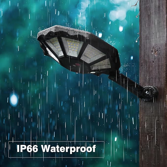 OKPRO Solar Lights Outdoor, 168LED 6500K Flood Light Dusk to Dawn, 8 Sides Solar Outdoor Lights with Motion Sensor, IP66 Waterproof Solar Street Lights Outdoor for Yard, Pools(2 Pack)