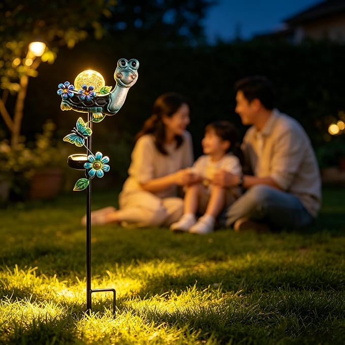 Solar Turtle Garden Stake Lights for Outside 2 Pack Metal Turtle Solar Light Outdoor Decor Waterproof Decorative Garden Stakes Yard Lawn Landscaping Ornaments Housewarming Gifts for Women Mom Grandma