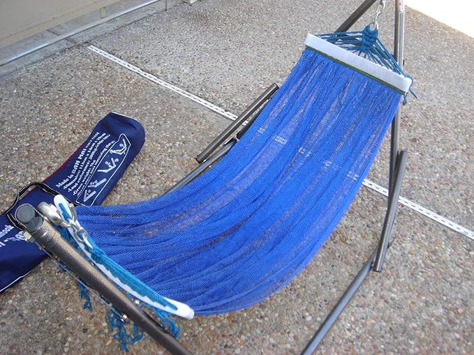 Indoor/Outdoor Small Hammock Swing Bed with Adjustable Medium Duty Metal Frame 48", and a Free Hand Carry Bag