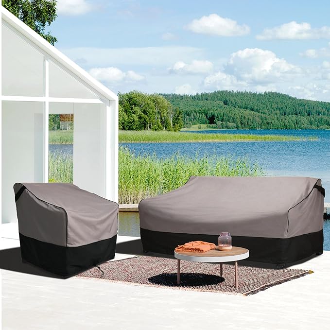 FORSPARK Waterproof Patio Sofa Cover, Heavy-Duty 3-Seater Outdoor Couch Cover, Universal Fit for Large Sofas & Deep Seats, Fits up to 79”W x 38”D x 35”H