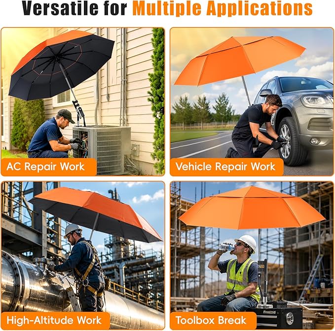 ANGAR HVAC Umbrella with Magnetic Base, Max 750-LB Holding Force, 54" Folding Magnetic Umbrella with Clamp Adjustable, Flame-Resistant & UV-Resistant Heavy Duty for Outdoor Work Activities