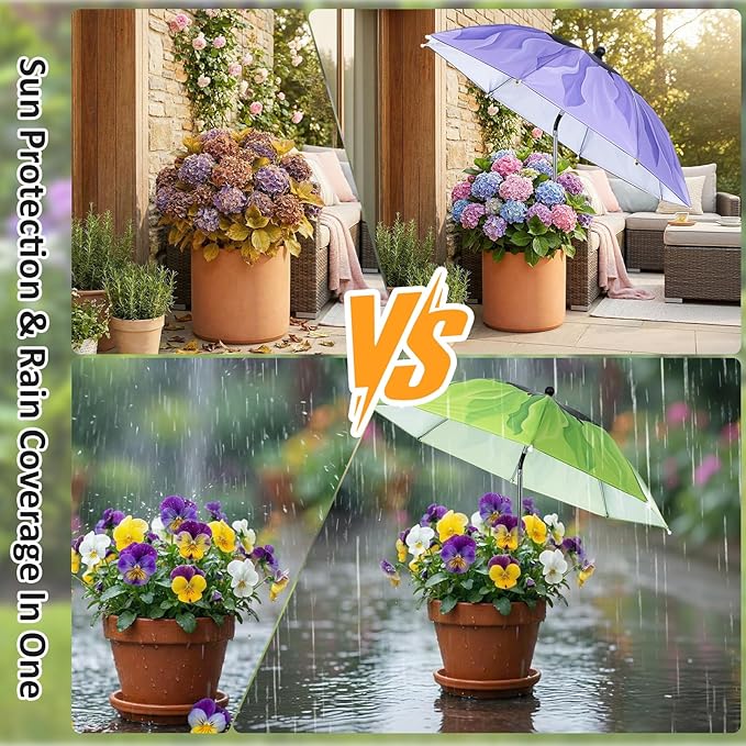 Plant Umbrellas for Outdoor Plants, Large Garden Plant Umbrella Shade Upgraded Adjustable Angle Height for Potted Plants Garden Beds