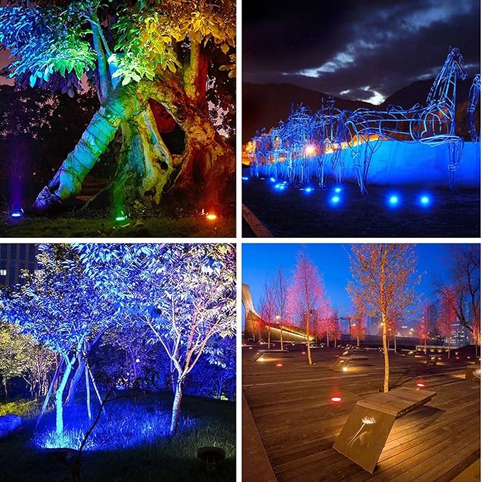 1 Pack 3w 12v Low Voltage In-ground Lights with Connectors LED Landscape Light Waterproof IP67 Pathway Lights Outdoor spotlights Trees Flags for Garden,Yard,Tree (RGB)
