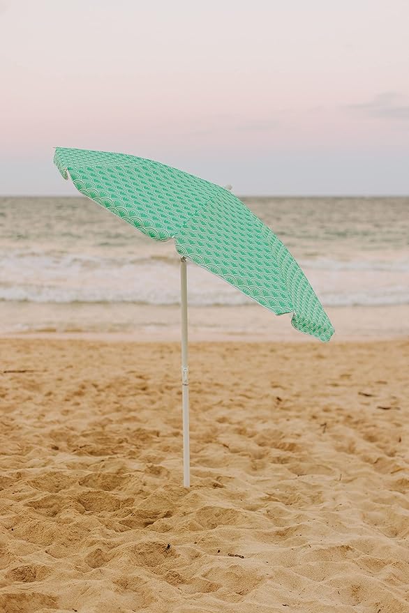 PICNIC TIME 5.5 Ft Portable Beach Umbrella, Lightweight UV Protection Sunshade with Tilt Pole & Carry Bag, Outdoor Canopy Umbrella for Beach, Sand, Pool, Patio, Camping, Travel, or Backyard Shade, (Mermaid Teal)