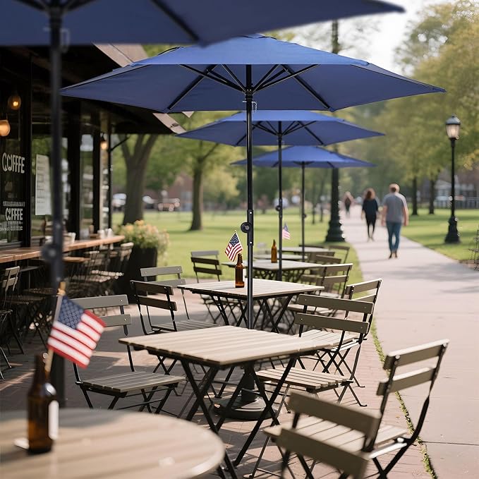 Yescom 7.5ft Outdoor Bistro Market Table Umbrella for Restaurant Cafe Rental Patio 250th Celebration Lawn Party Event Shade Yard Deck Railing Parasol