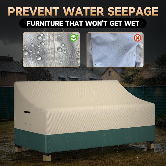 Patio Sofa Cover Waterproof | Outdoor Furniture 3-Seater Sofa Cover Protector with Handle & Air Vents | All-Weather Covers Fit 79"Lx38"Wx35"H Patio Couch / Sofa / Loveseat