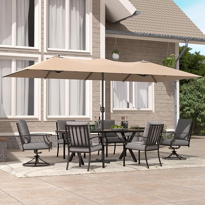 ALAULM 14FT Waterproof Patio Umbrella Outdoor Reversible Rectangular Large Market Umbrella