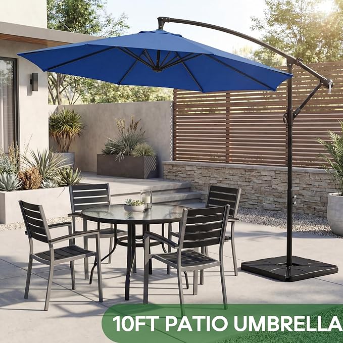 10FT Patio Umbrella, Offset Cantilever Outdoor Patio Table Umbrella, UV Protection, Fade Resistant Fabric, Easy Tilt Adjustment for Pool, Deck, Garden, Backyard