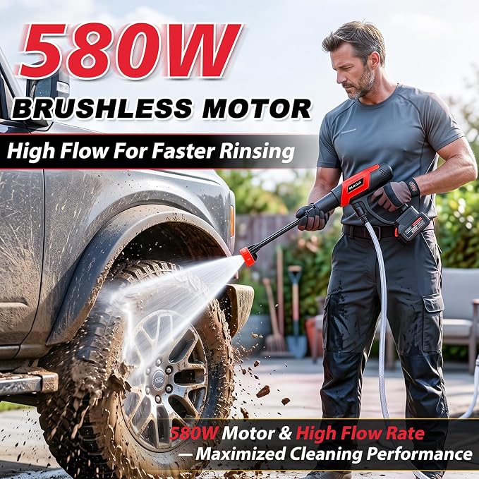 Cordless Portable Cleaning Tool – Compatible with Milwaukee 18V Battery – Touch Display with 3 Adjustable Speeds – Lightweight with 6-in-1 Nozzle & 16.4FT Hose (Battery & Charger Not Included)