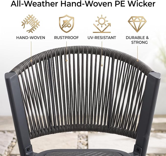10-Pcs Aluminum Outdoor Dining Set, All-Weather Rattan Patio Furniture Set Include Two 51.2" Rectangular Tables & 8 PE Wicker Chairs with Waterproof Cushions for Big Family Dinner & Entertaining, Grey