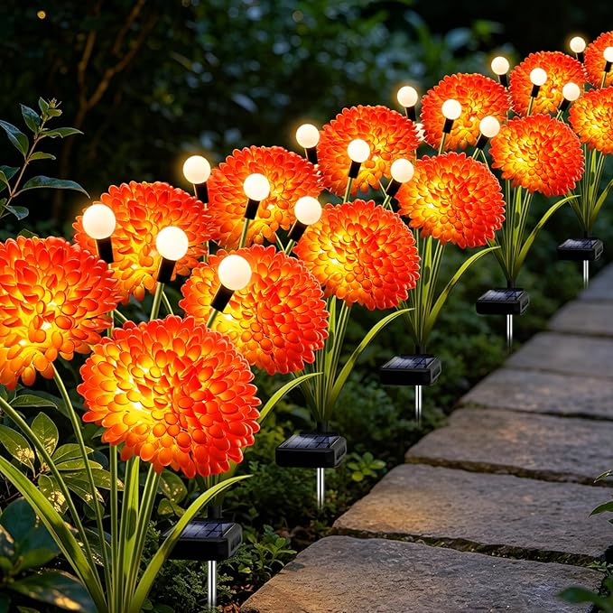 Solar Firefly Lights Outdoor Waterproof, 8 Pack Solar Flowers Swaying Lights with Flowers, Flower Light Garden Decor for Outside Yard Patio Halloween Christmas, Gifts for Women Grandma