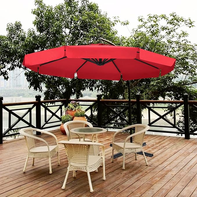ABCCANOPY Premium Cantilever Patio Umbrellas 9FT (Red)