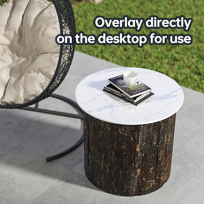 Round Table Top, 55.1” White Sintered Stone Tabletop, DIY Replacement & Cover Marble Desktop, Scratch & Wear Resistant, Easy to Clean, Suitable for Indoor & Outdoor