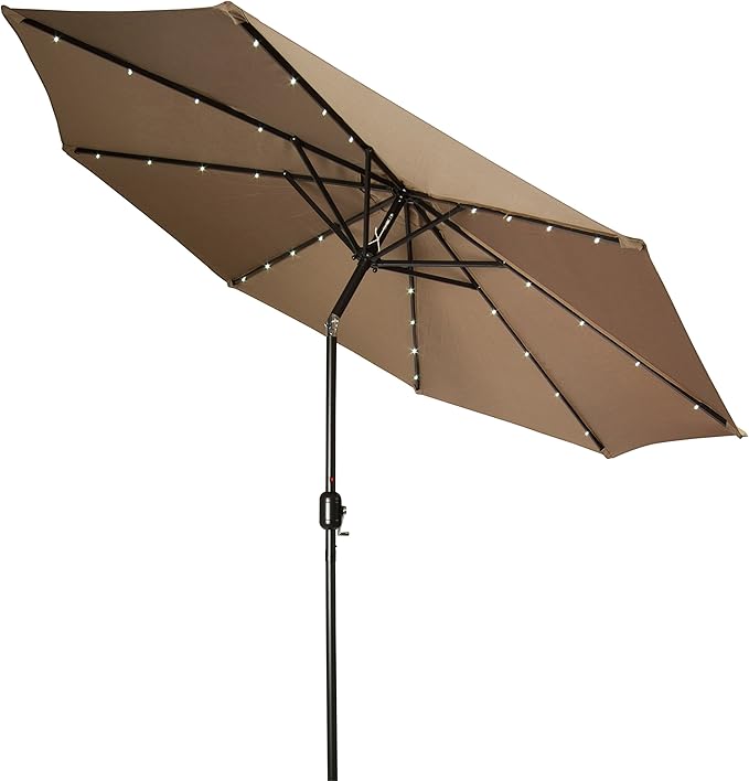 Trademark Innovations Deluxe Solar Powered LED Lighted Patio Umbrella - 9'