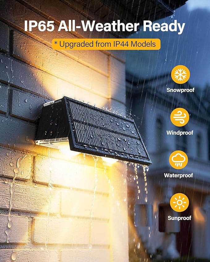 Solar Fence Lights Outdoor, 10 Pack 100LM Fence Lights Solar Powered Waterproof, 9 Color Modes, Up & Down LED Focused Beam, 12H Dusk to Dawn Glow for Pool/Patio/Wall/Backyard - Black
