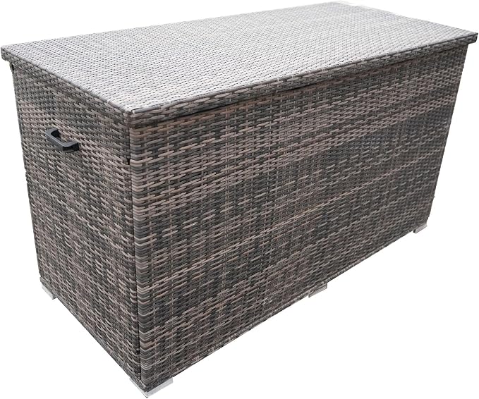 Patio Furniture Durable Aluminum Frame Deck Box in Brown