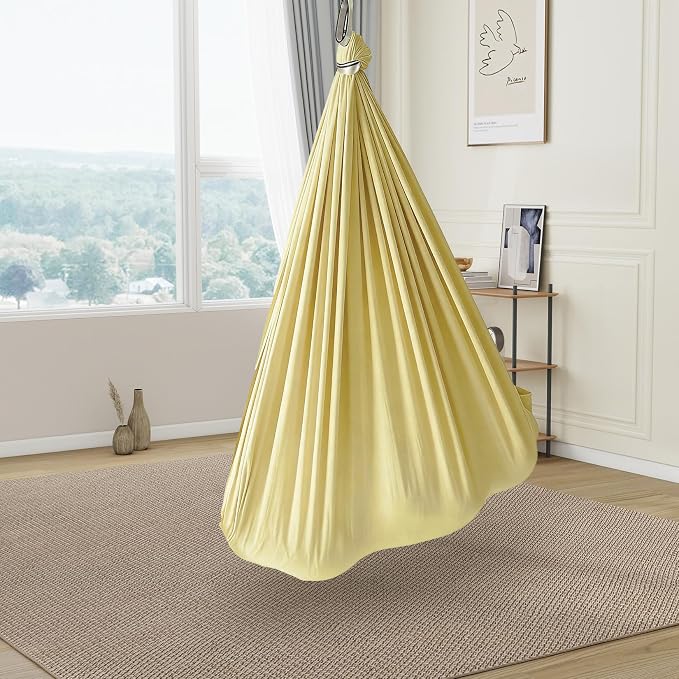 Sensory Swing, Indoor Outdoor Cuddle Hammock for Kids and Adults, with Heavy Duty Hardware, 360° Swivel, Calming Swing for Autism, ADHD and Sensory Integration