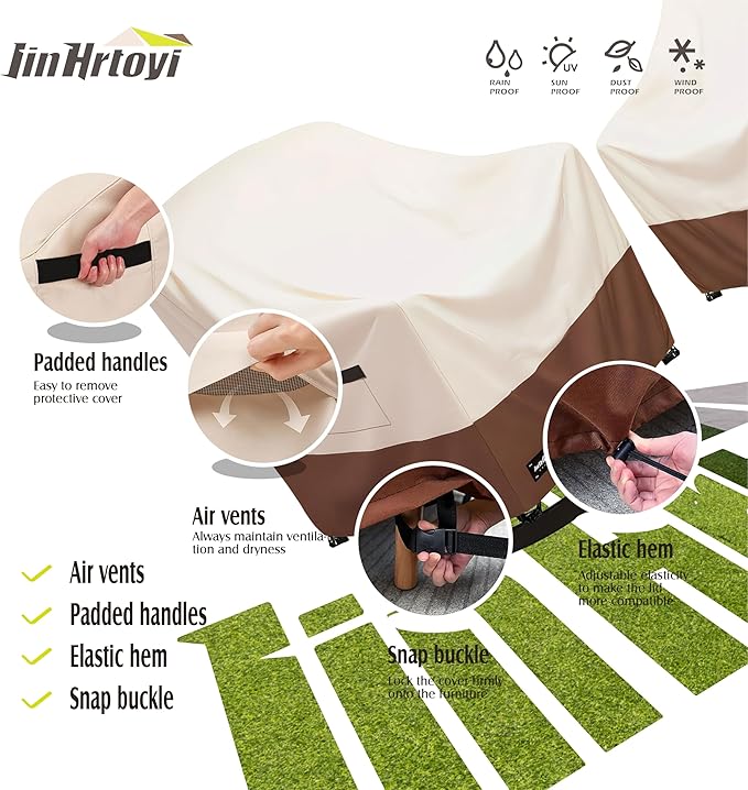 JinHrtoyi Outdoor Chair Covers 2 Pack,30Wx34Dx38H inches Patio Chair Cover,100% Waterproof Heavy Duty Outdoor Furniture Covers Waterproof,Beige&Brown Modern Style Patio Furniture Cover