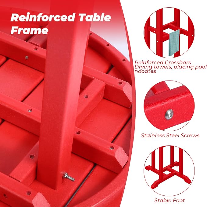 Costaelm Outdoor Bar Table, 37" Counter Height Round Patio Cocktail Bar Table, Patio Bar Table Bistro Dining Table Pub Table for Front Porch Deck, Backyard, Garden, Red
