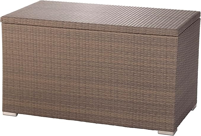 Alfresco Home 353-1619 Sicuro Large Wicker Cushion Storage w/Hydraulic lid Deck Box, Taupe