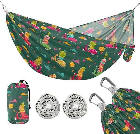 Camping Hammock Outdoor Hammocks for Outside Pineapple Cycling Cute Beach Trees Portable Lightweight with Pockets Tree Straps Indoor