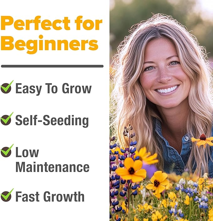 HOME GROWN Texas Wildflower Seeds Bulk Mix | 87,500+ Non-GMO Perennial Flower Seed for Attracting Bees, Birds & Butterflies | 22 Varieties for Full Sun & Shade Gardens | 2 oz