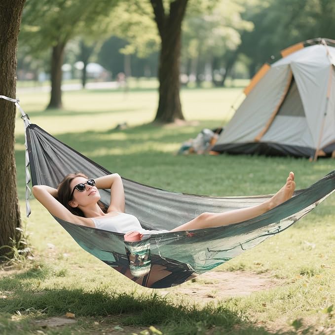 Green - Haired Demon Girl Art Outdoor Hammocks Foldable Swing Hammock for Camping & Hiking Essential