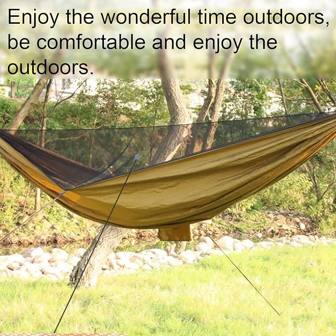 Polyester Hammock with Mesh Outdoor Camping Lightweight Multi-Purpose Large Space Easy to Install Hammock